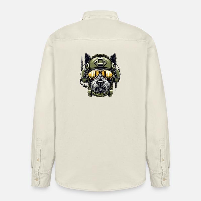 Terrier écossais Conception militaire - Chemise unisexe coupe décontractée bio Stanley/Stella - écru doux