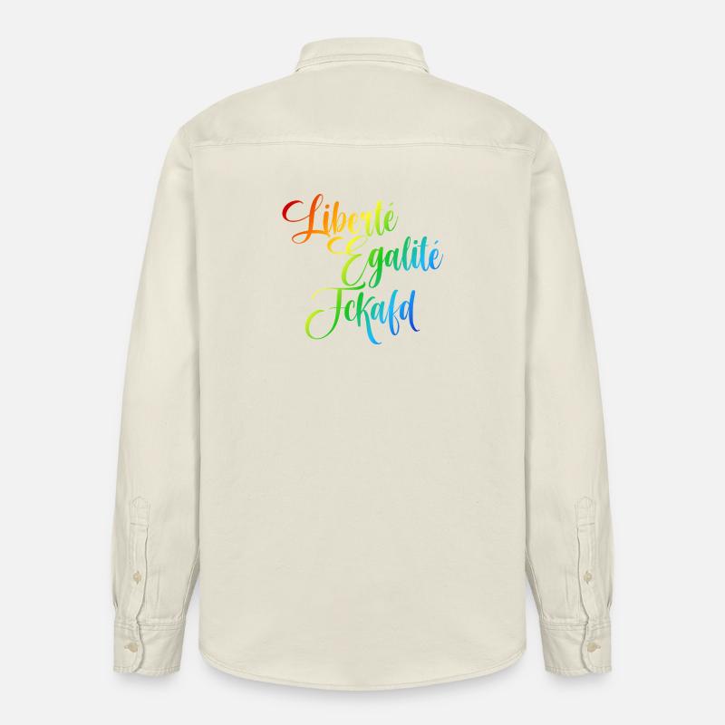 Regenbogen Liberté Égalité Fraternité - Relaxed Fit Unisex Organic Hemd von Stanley/Stella - Natur