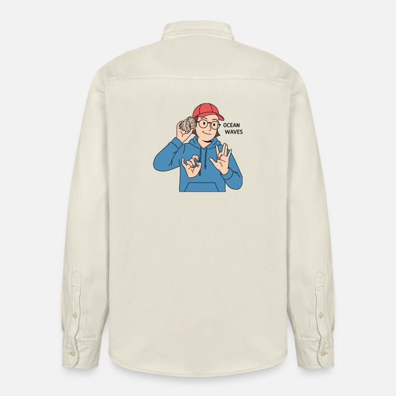 Gebärdensprache Ocean Waves - Relaxed Fit Unisex Organic Hemd von Stanley/Stella - Natur