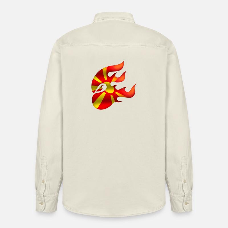 Drapeau de la Macédoine - Macédoine - Ninja - Chemise unisexe coupe décontractée bio Stanley/Stella - écru doux