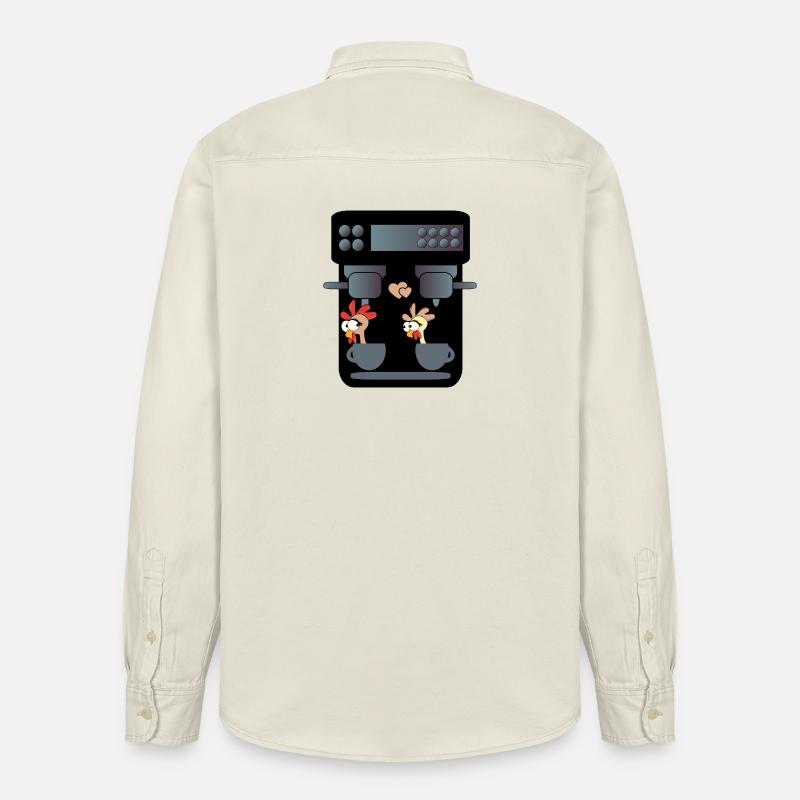 DRÔLE DE POULETS CAFETIÈRE CAFÉ - Chemise unisexe coupe décontractée bio Stanley/Stella - écru doux