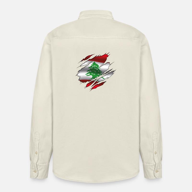 Drapeau du Liban - Drapeau déchiré - Chemise unisexe coupe décontractée bio Stanley/Stella - écru doux