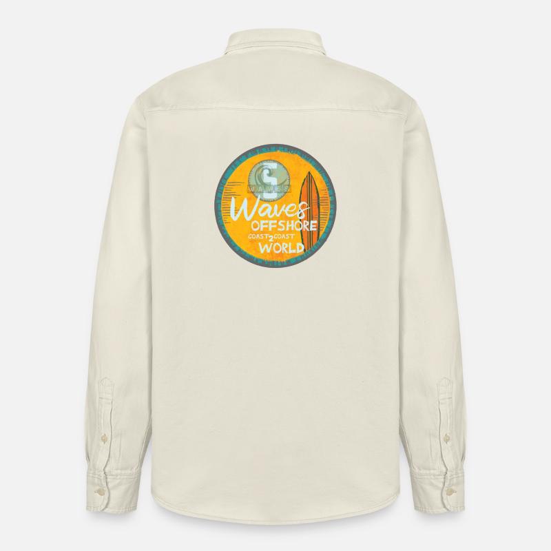 Vagues de surf conception offshore - Chemise unisexe coupe décontractée bio Stanley/Stella - écru doux
