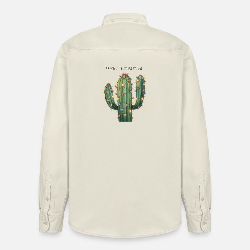 Großer Weihnachtskaktus – Prickly but Festive - Relaxed Fit Unisex Organic Hemd von Stanley/Stella - Natur