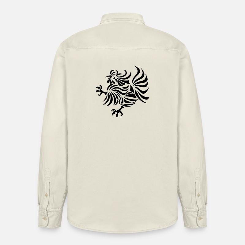 Dessin au trait complexe d'un coq - Chemise unisexe coupe décontractée bio Stanley/Stella - écru doux