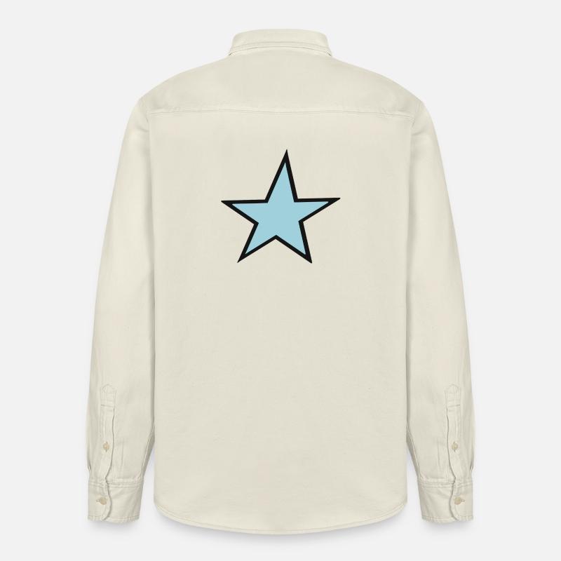 Heller blauer Stern mit schwarzem Rand - Relaxed Fit Unisex Organic Hemd von Stanley/Stella - Natur