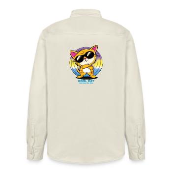 Coole Katze mit Sonnenbrille - Relaxed Fit Unisex Organic Hemd von Stanley/Stella - Natur - Hinten - AI Model Male 178 light (178cm)