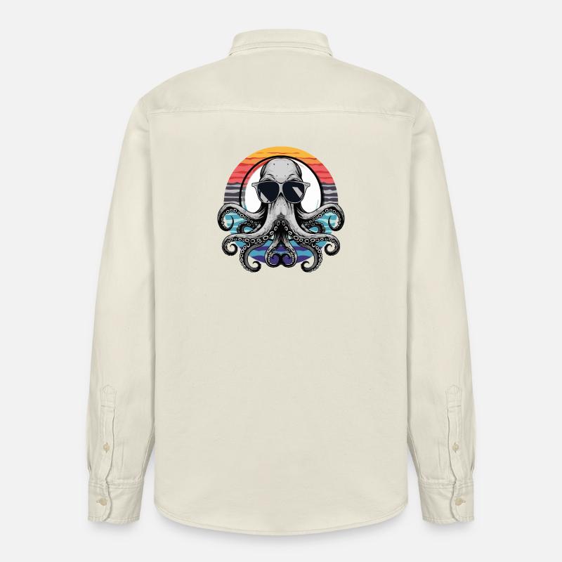Oktopus mit Sonnenbrille - Relaxed Fit Unisex Organic Hemd von Stanley/Stella - Natur