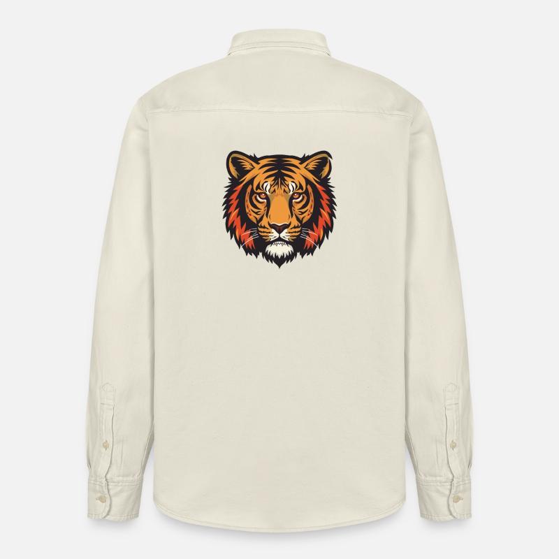 Impression expressive de tête de tigre - Chemise unisexe coupe décontractée bio Stanley/Stella - écru doux