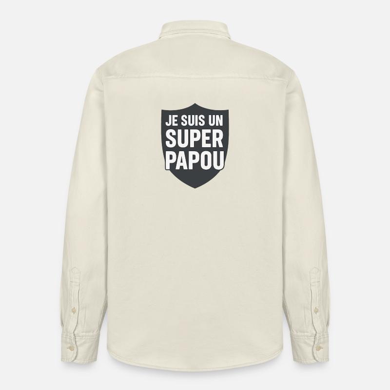 je suis un super papou - Chemise unisexe coupe décontractée bio Stanley/Stella - écru doux