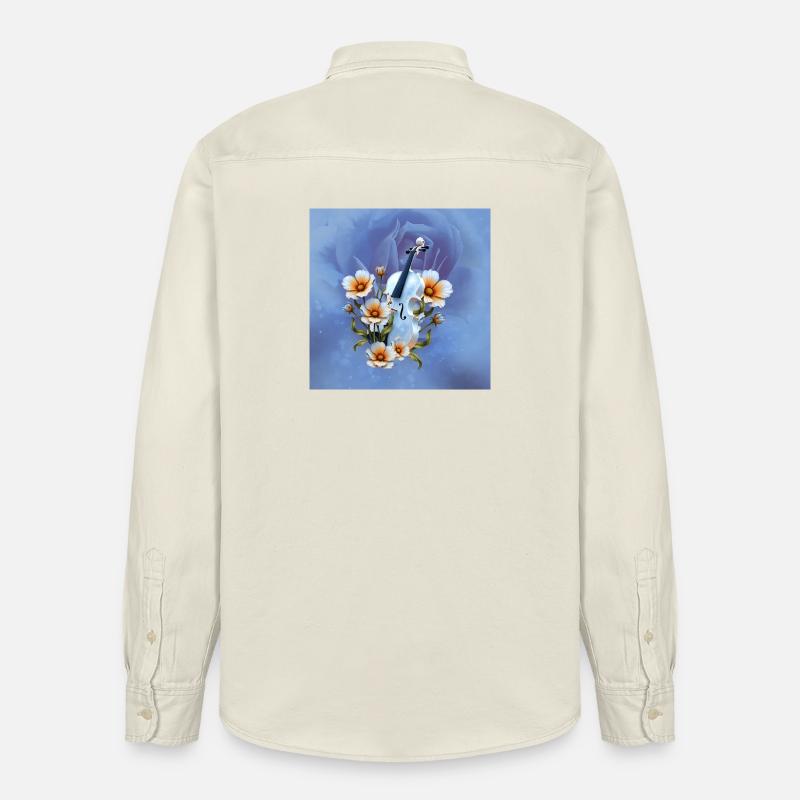 Violon Celeste à fleurs - Chemise unisexe coupe décontractée bio Stanley/Stella - écru doux