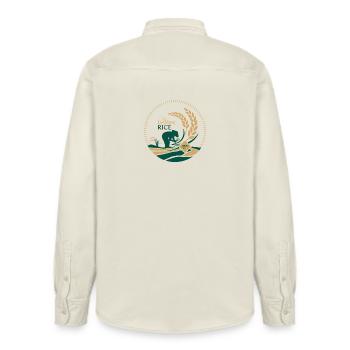 Logo du riz au jasmin thaïlandais Bio - Chemise unisexe coupe décontractée bio Stanley/Stella - écru doux - Dos - AI Model Male 178 light (178cm)