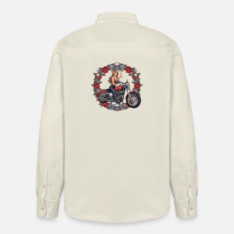 Héroïne de la moto dans le chapelet - Chemise unisexe coupe décontractée bio Stanley/Stella - écru doux