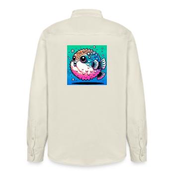 Kugelfisch - Relaxed Fit Unisex Organic Hemd von Stanley/Stella - Natur - Hinten - AI Model Male 178 light (178cm)