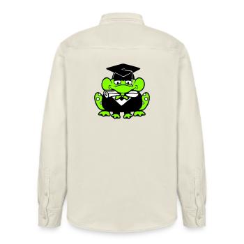 Frosch Schulabschluss Abitur bestanden College süß - Relaxed Fit Unisex Organic Hemd von Stanley/Stella - Natur - Hinten - AI Model Male 178 light (178cm)