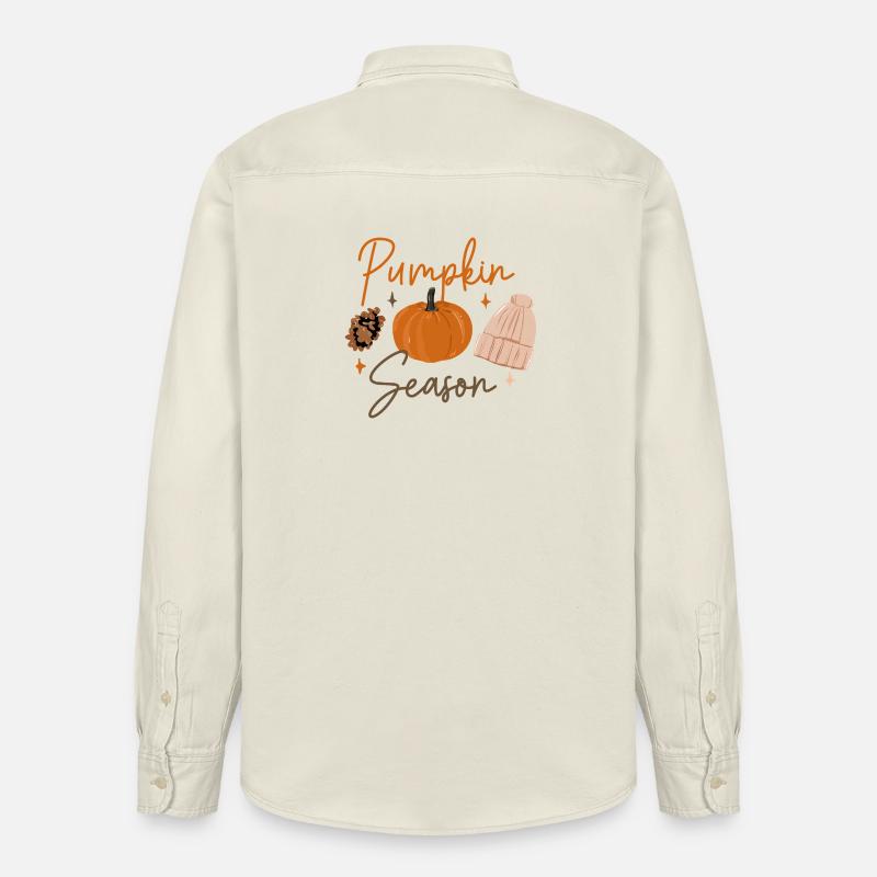 Saison des citrouilles Imprimé d’automne douillet - Chemise unisexe coupe décontractée bio Stanley/Stella - écru doux