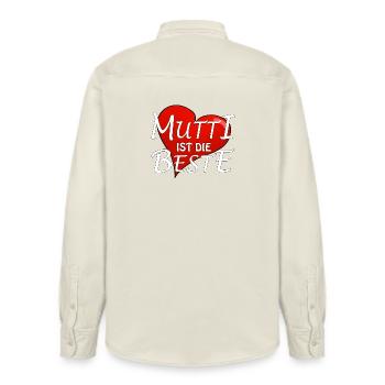 MUTTI IST DIE BESTE - Relaxed Fit Unisex Organic Hemd von Stanley/Stella - Natur - Hinten - AI Model Male 178 light (178cm)