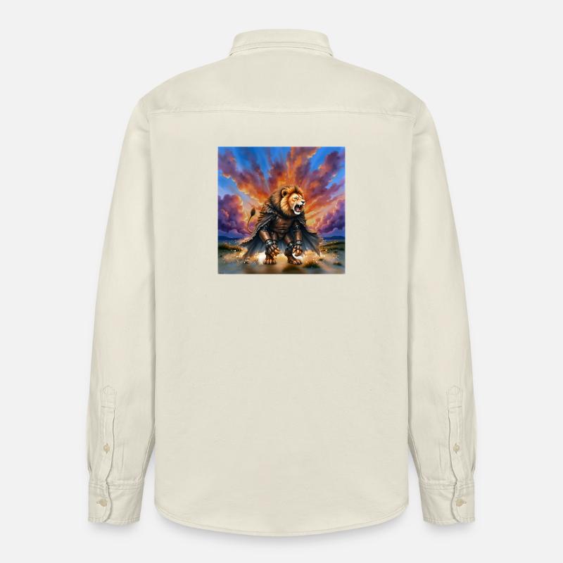 Guerrier Lion avec armure et cape - Chemise unisexe coupe décontractée bio Stanley/Stella - écru doux