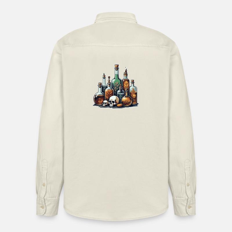Alchemie Fläschchen Schädel Design - Relaxed Fit Unisex Organic Hemd von Stanley/Stella - Natur