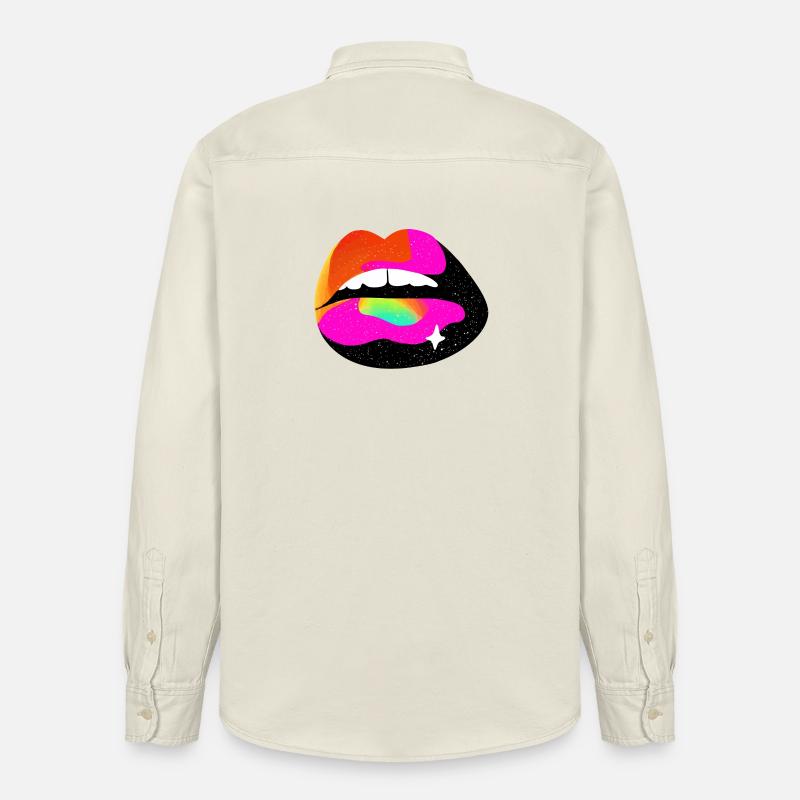 Regenbogen Lippe Pop Art - Relaxed Fit Unisex Organic Hemd von Stanley/Stella - Natur