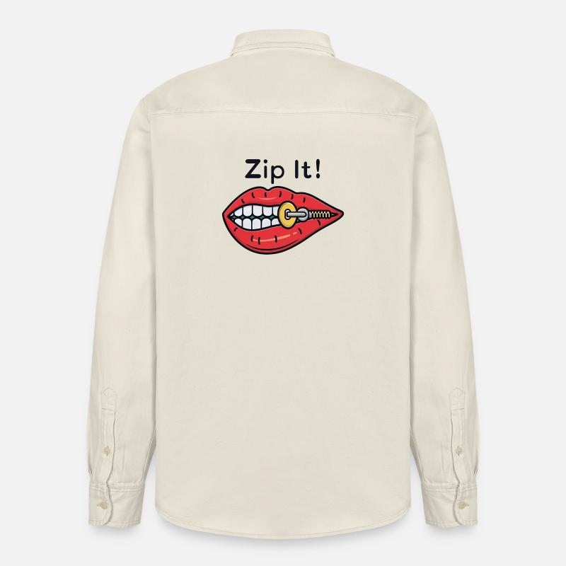 Zip It ! Fermeture éclair Red Lips - Chemise unisexe coupe décontractée bio Stanley/Stella - écru doux