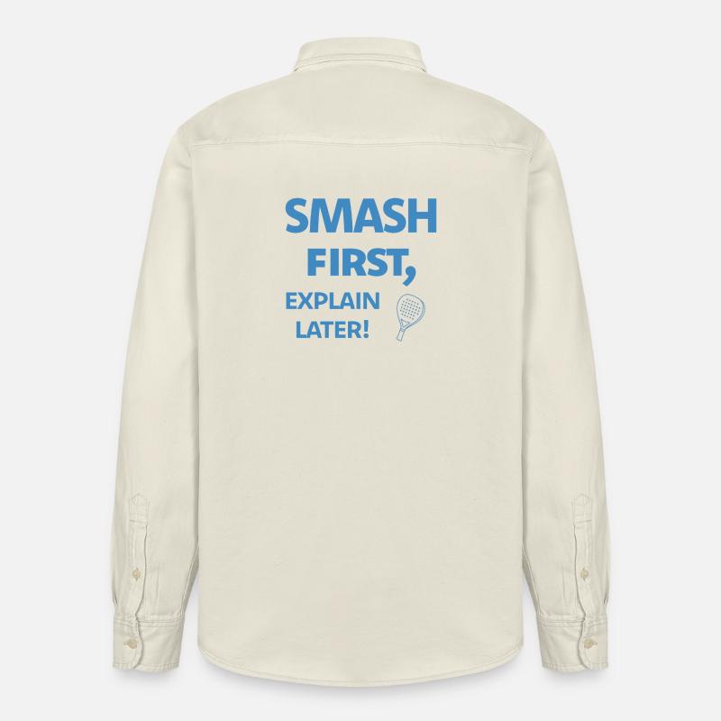 Smash First Explain Later Padel - Relaxed Fit Unisex Organic Hemd von Stanley/Stella - Natur