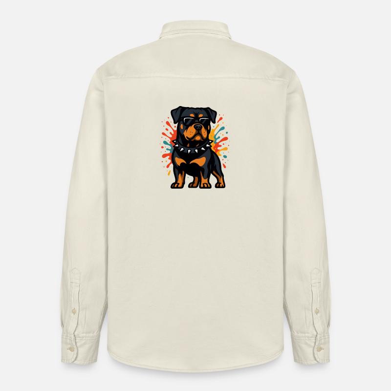 Rottweiler Hund mit Farbexplosion - Relaxed Fit Unisex Organic Hemd von Stanley/Stella - Natur