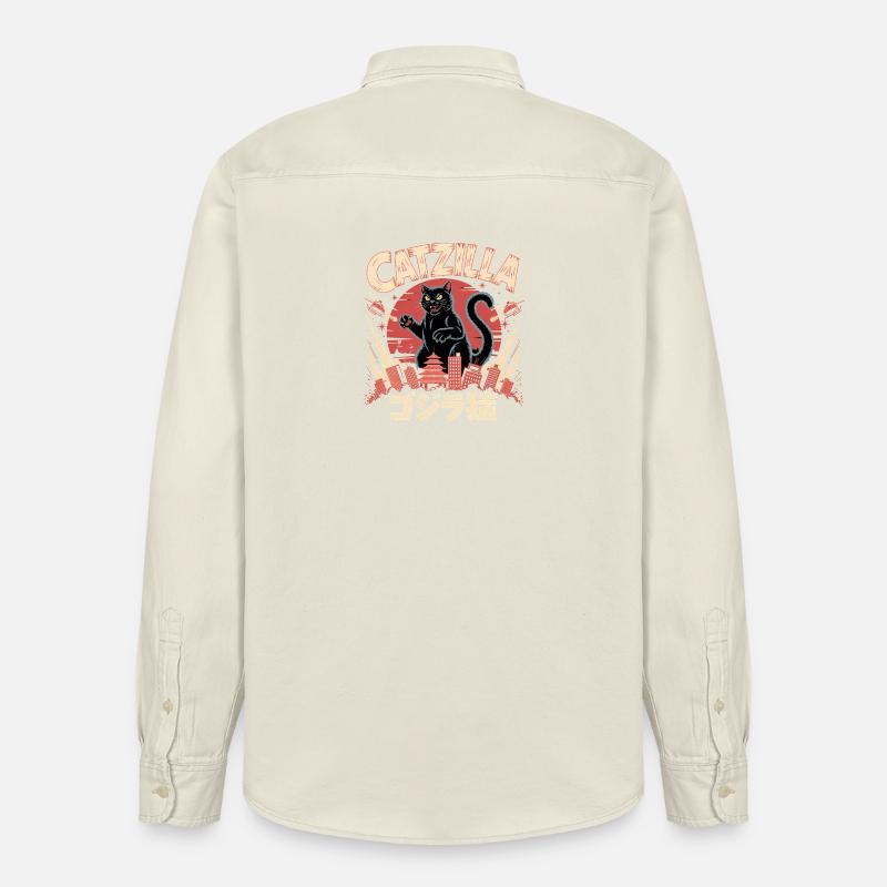 Catzilla - Logo de chat mignon - Chemise unisexe coupe décontractée bio Stanley/Stella - écru doux