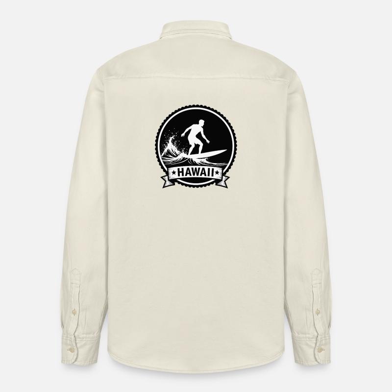 Hawaii Surf Wave Badge - Relaxed Fit Unisex Organic Hemd von Stanley/Stella - Natur