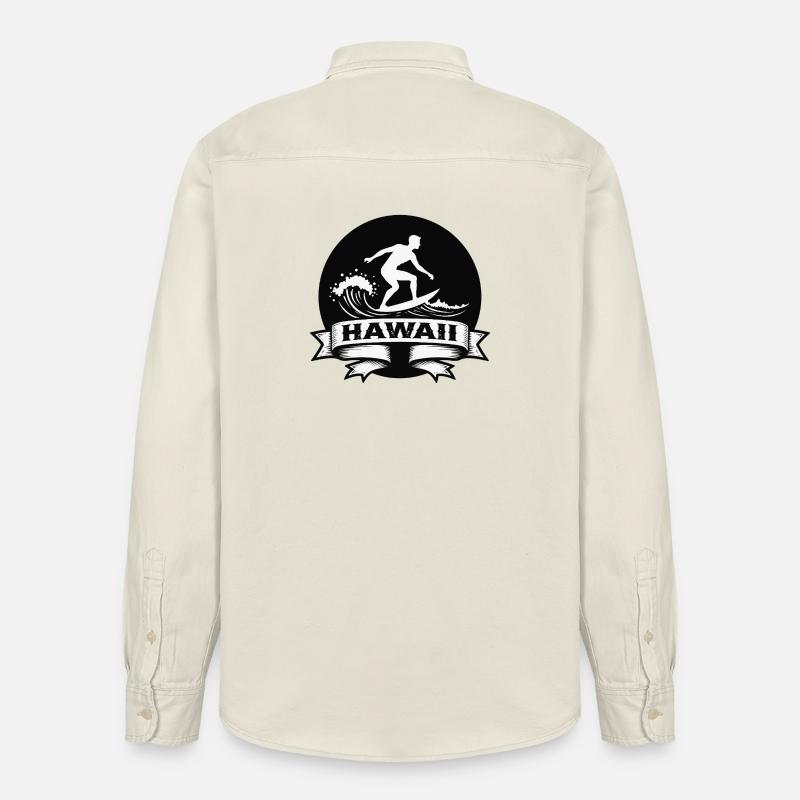 Surfeur Hawaii Vague Bannière - Chemise unisexe coupe décontractée bio Stanley/Stella - écru doux