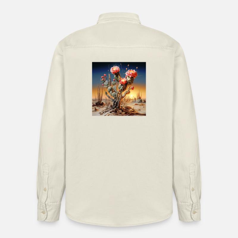 Fleurs de cactus au coucher du soleil - Chemise unisexe coupe décontractée bio Stanley/Stella - écru doux
