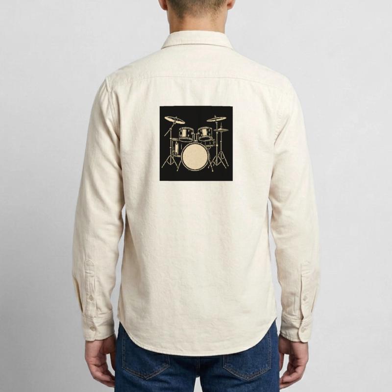 Black Silver Drumset Illustration Relaxed Fit Unisex Organic Shirt by Stanley/Stella
