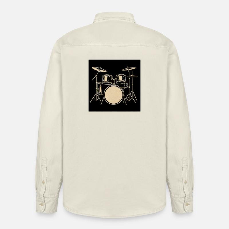 Schwarzsilbernes Drumset Illustration - Relaxed Fit Unisex Organic Hemd von Stanley/Stella - Natur