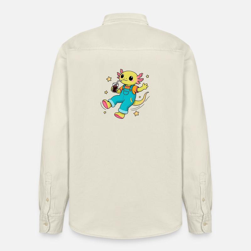 Glücklicher Axolotl, der im All schwebt - Relaxed Fit Unisex Organic Hemd von Stanley/Stella - Natur