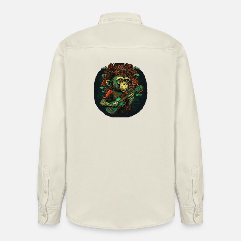 Singe avec guitare dans la jungle - Chemise unisexe coupe décontractée bio Stanley/Stella - écru doux