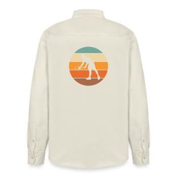 Tennis - Relaxed Fit Unisex Organic Shirt by Stanley/Stella - soft Ecru - Back - AI Model Male 178 light (178cm)