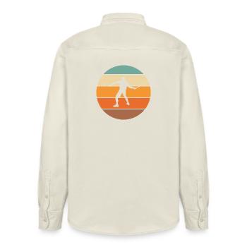 tennis - Relaxed Fit Unisex Organic Shirt by Stanley/Stella - soft Ecru - Back - AI Model Male 178 light (178cm)