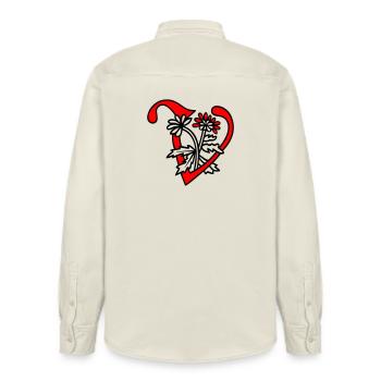 Letter V Initial - Relaxed Fit Unisex Organic Shirt by Stanley/Stella - soft Ecru - Back - AI Model Male 178 light (178cm)