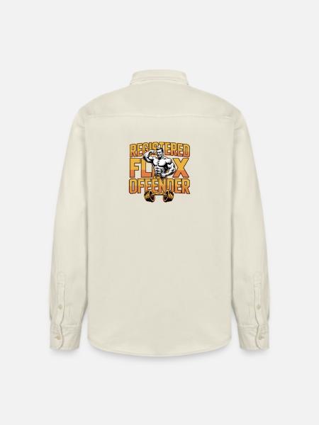 Registered Flex Offender - Funny Gym Tshirt - Relaxed Fit Unisex Organic Shirt by Stanley/Stella - soft Ecru