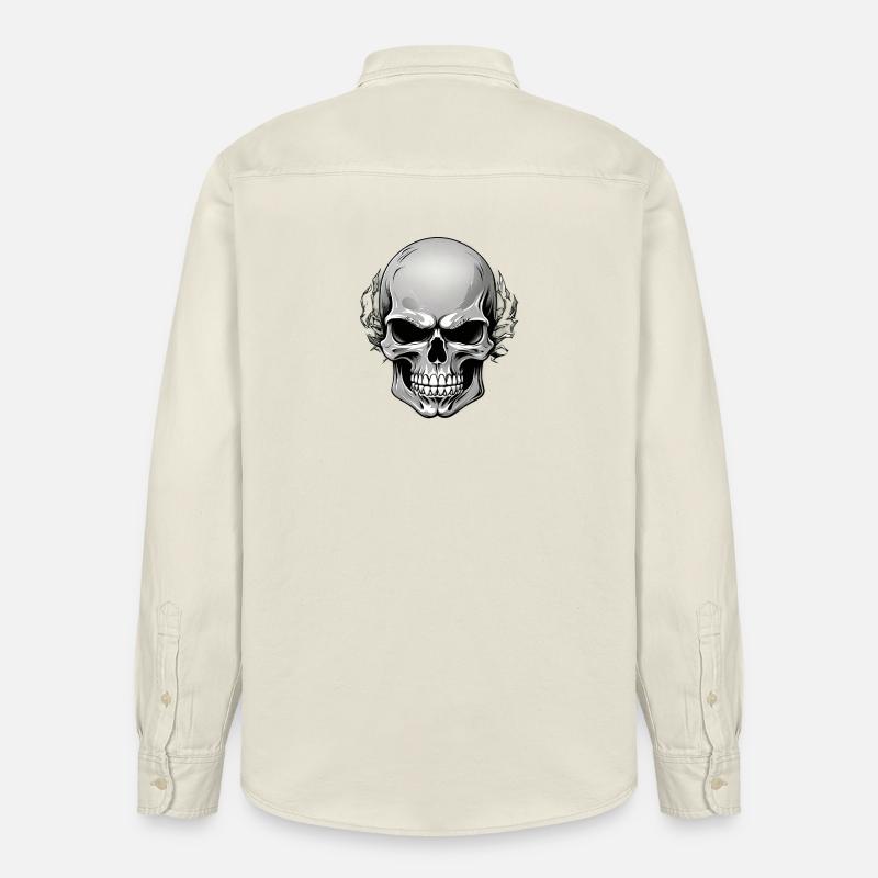 Schädel mit dunklem Blattkranz - Relaxed Fit Unisex Organic Hemd von Stanley/Stella - Natur