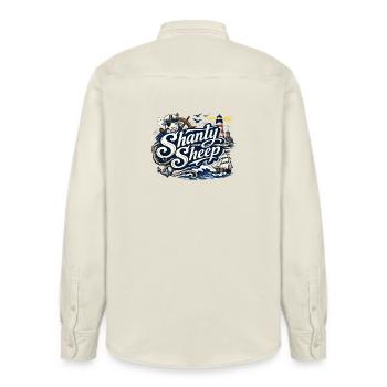 Shanty Sheep Nautische Grafik - Relaxed Fit Unisex Organic Hemd von Stanley/Stella - Natur - Hinten - AI Model Male 178 light (178cm)