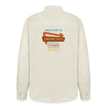 Endometriose-Bewusstsein – Retro-Diner-Schild - Relaxed Fit Unisex Organic Hemd von Stanley/Stella - Natur - Hinten - AI Model Male 178 light (178cm)