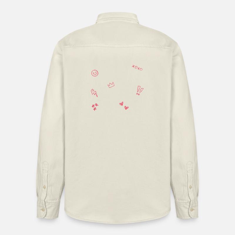 Herzkrone Doodle Pop Art - Relaxed Fit Unisex Organic Hemd von Stanley/Stella - Natur