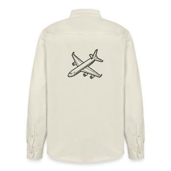 Flugzeug - Relaxed Fit Unisex Organic Hemd von Stanley/Stella - Natur - Hinten - AI Model Male 178 light (178cm)
