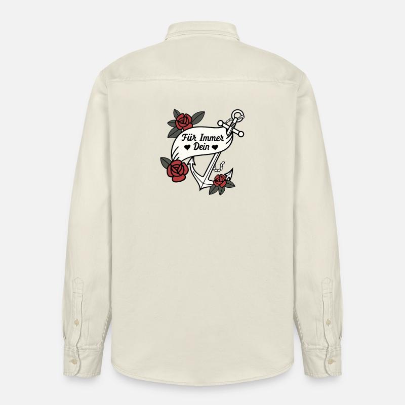 Für Immer Dein Anker mit Rosen - Relaxed Fit Unisex Organic Hemd von Stanley/Stella - Natur