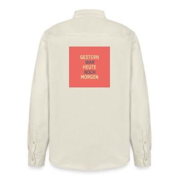 Yesterday was still tomorrow - Relaxed Fit Unisex Organic Shirt by Stanley/Stella - soft Ecru - Back - AI Model Male 178 light (178cm)