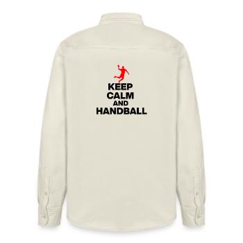 KEEP CALM & KEMPA TRICK! GERMANY HANDBALL RED - Relaxed Fit Unisex Organic Shirt by Stanley/Stella - soft Ecru - Back - AI Model Male 178 light (178cm)