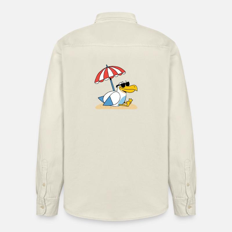 Mouette de plage ensoleillée avec parapluie - Chemise unisexe coupe décontractée bio Stanley/Stella - écru doux