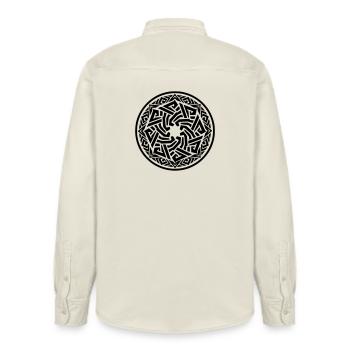 NoxstyllT4 - Relaxed Fit Unisex Organic Shirt by Stanley/Stella - soft Ecru - Back - AI Model Male 178 light (178cm)