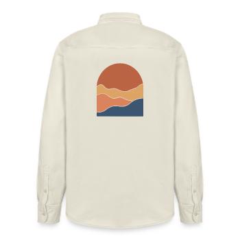 Warm Horizon Layers - Relaxed Fit Unisex Organic Hemd von Stanley/Stella - Natur - Hinten - AI Model Male 178 light (178cm)